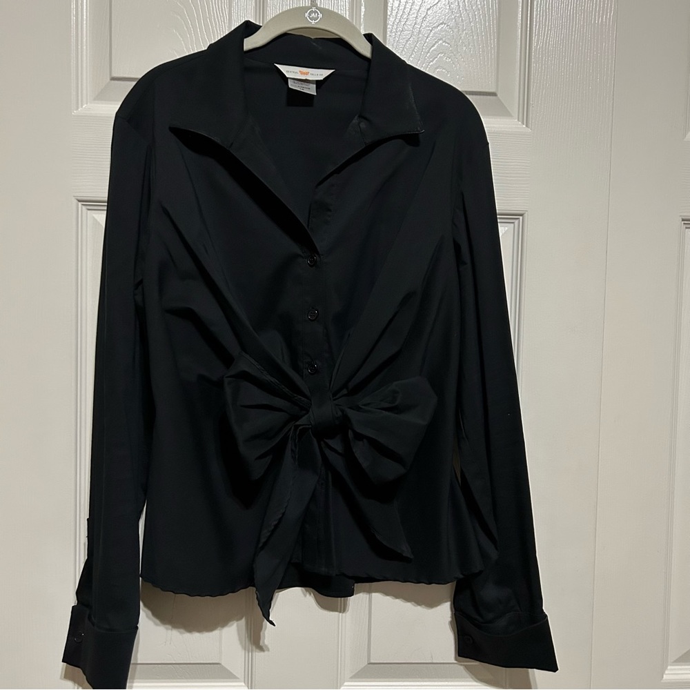 Central Falls Co Black Bow Blouse
